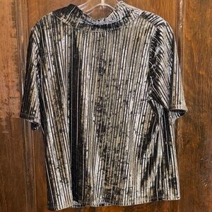 LOFT green Striped Velvet Tee